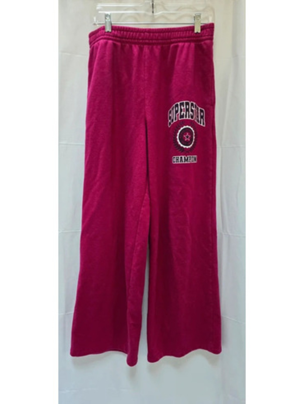 Superstar Champion Pink Fleece Lounge Pants Size M 7-9 Wide Leg